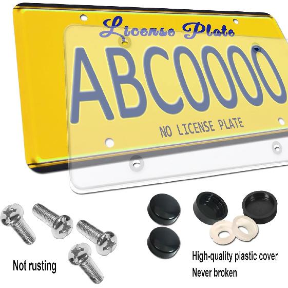 2 Pack License Plate Covers- Clear Flat License Plate Cover, Novelty Unbreakable Car Tag Frame Protector For Vehicles/Trucks, With Screws, Black