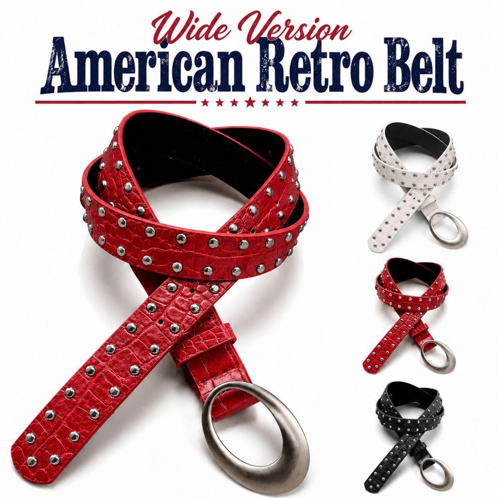 PU Leather American Retro Belt Rivets Waist Belt Personality Women Niche Belts For Jeans,Skirt