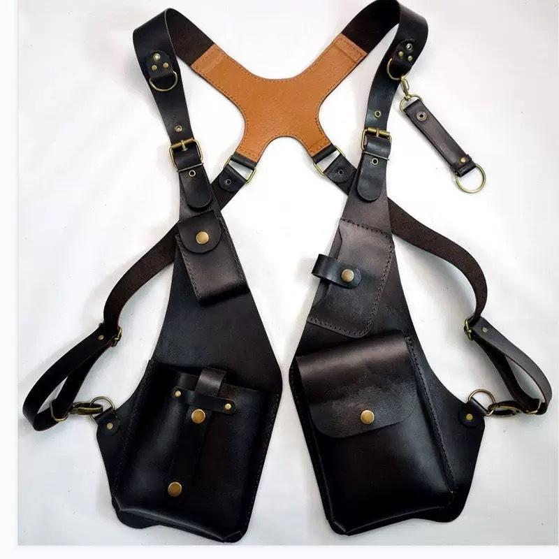 Retro Leather Crossbody Shoulder Bag - Unisex Square Phone Bag