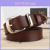 Simple Solid Color Leather Waist Belt Metal Pin Buckle Street Decoration Girl