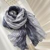 Unisex Shawl Scarf Gradient Color Versatile Wrinkled Long Scarf Autumn Winter Wind-Proof Cold-Resistant Shawl Wrap