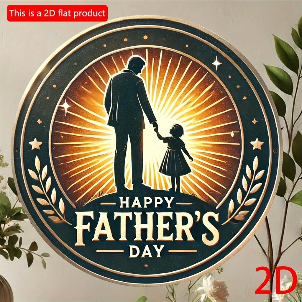 2d Flat 20*20cm, Father'S Day Retro Style Circular Wooden Sign, Perfect for Bedroom And Living Room Decoration, Ideal Gift for Friends And Family.