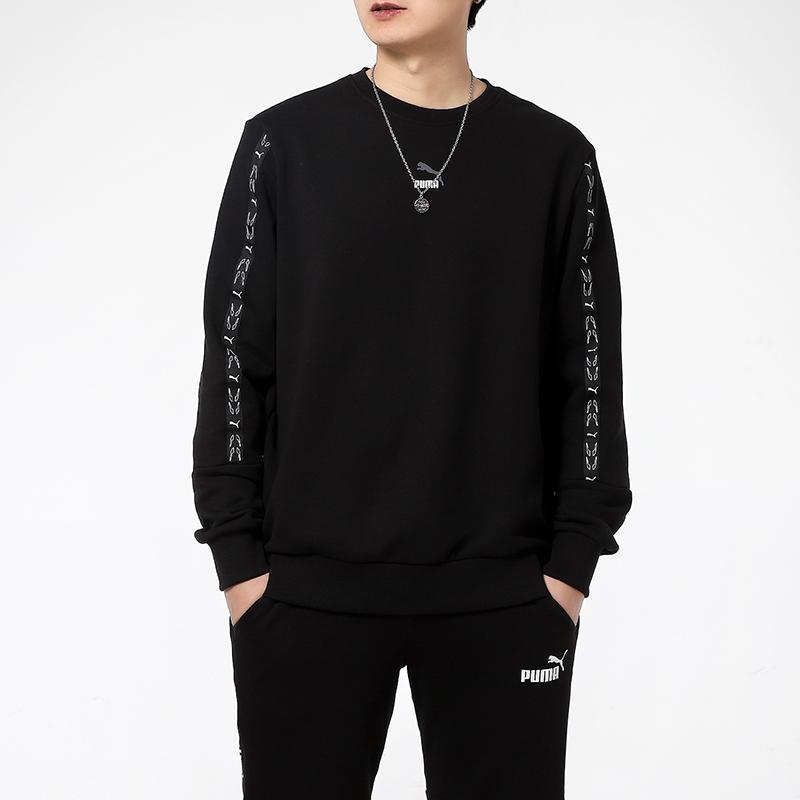 Puma Спортивная повседневная толстовка с круглым вырезом и принтом логотипа, мужские топы, черный 531072-01