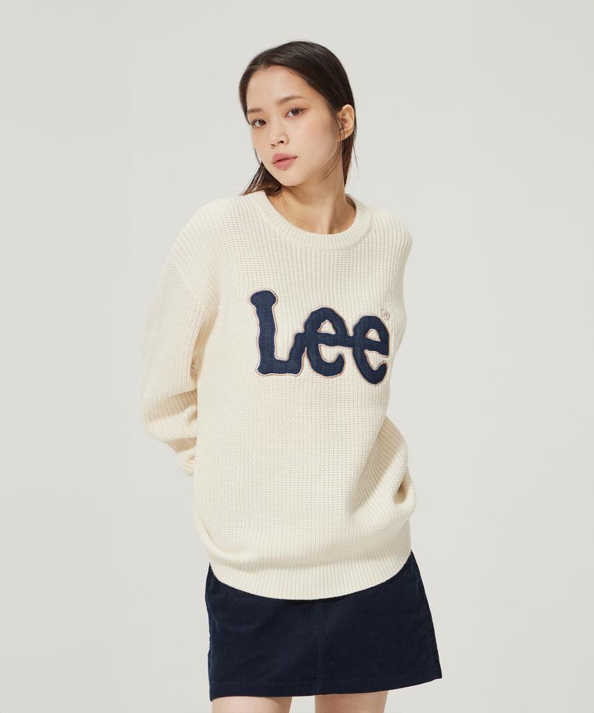 LEE Applique Big Twitch Logo Knit Ivory