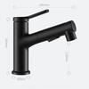 Pull-Out Bathroom Faucet with 3 Spray Modes, Ceramic Cartridge Brass Mixer Tap, Up Spray Dental Function - Black/Silver