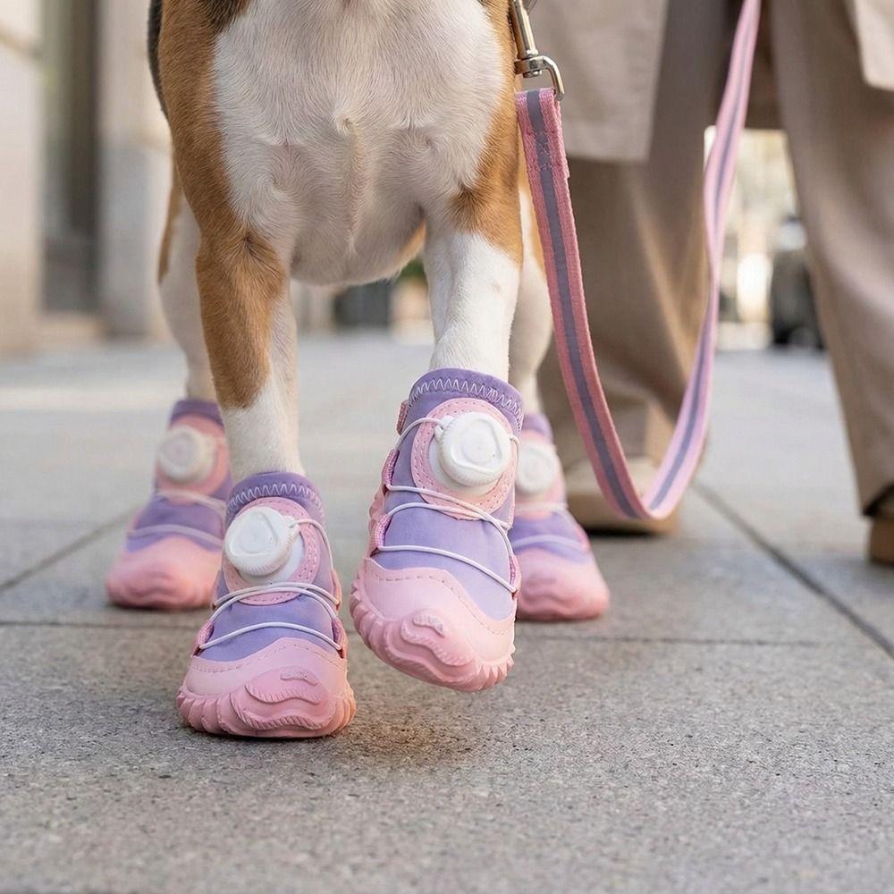 4PCS Anti-Slip Pet Mesh Boots Breathable Pet Paw Protector Wear-resistant Dog Sneakers  Daily Wear