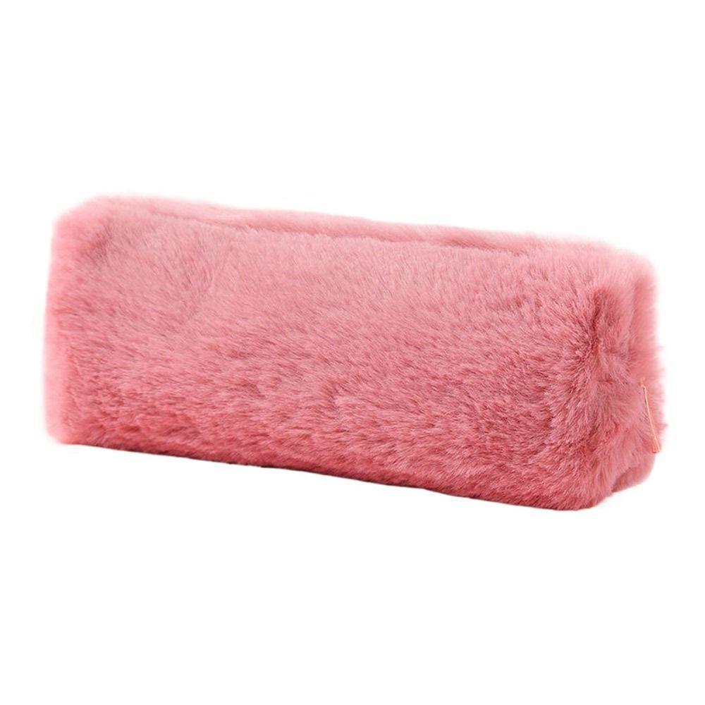Makeup Pouch Handbags Plush Pencil Case Large Capacity Pencil Bag Stationery Pen Bag Solid Color
