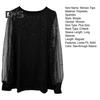 Women T-shirt Round Neck See-through Glitter Long Sleeve Tops Solid Color Loose Fit Casual Tops Daily Wear