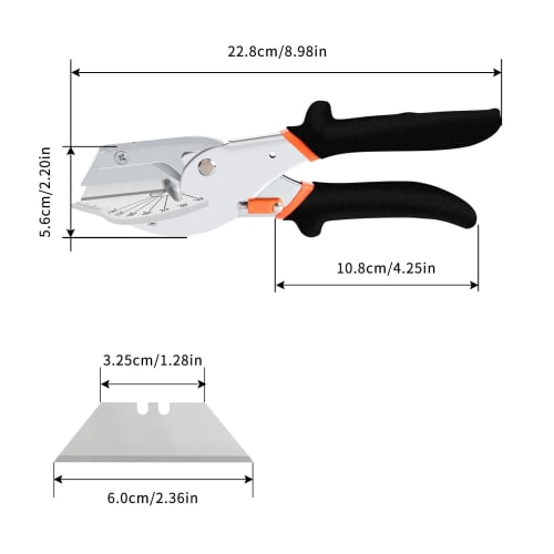 FLORA GUARD Mole Cutter, Angle Scissors, Multi-Angle Scissors, Adjustable 45-135, Cuts Wood, Plastic, PVC, Includes 10 Spare Blades (JDJ-2001JP)