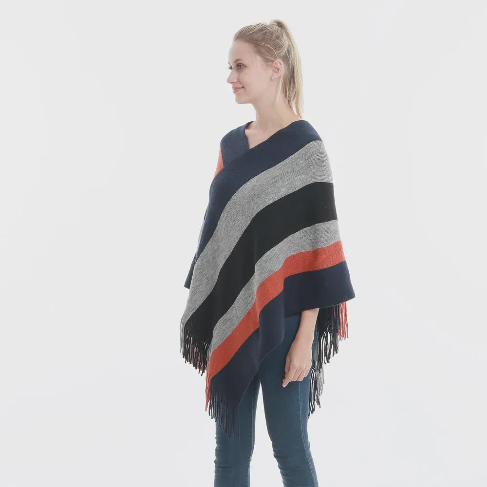 Новая шаль-пуловер с кисточками на весну и осень: Теплый, большой, свободный топ-накидка