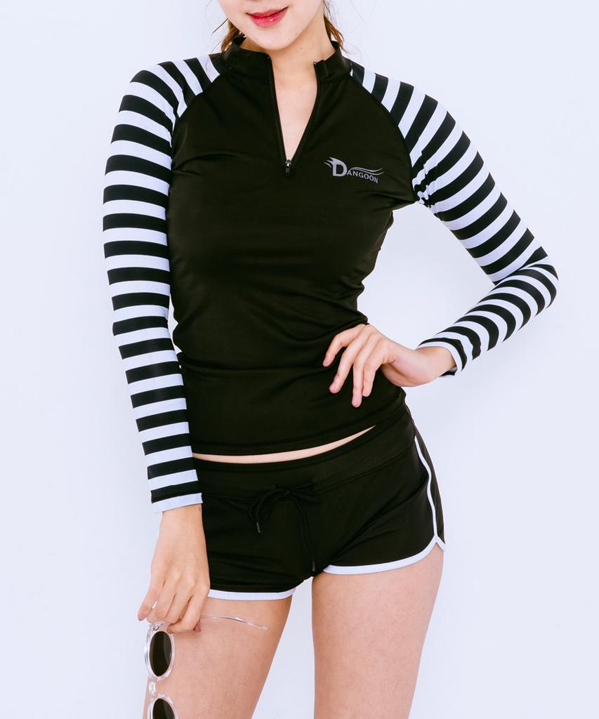 Рашгард с длинным рукавом Dangun Sleeve, полосатый, с полумолнией