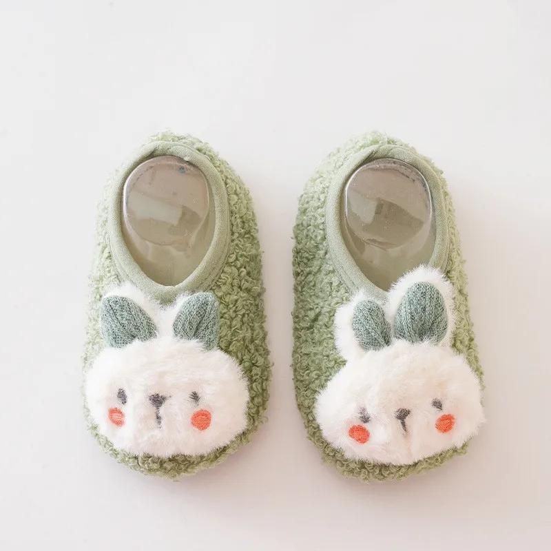 Warm Plush Baby Slippers Autumn Winter Toddler Floor Sock Shoes Boy Girl Children Soft Anti-slip Walking Shoes Indoor Kids Shoes