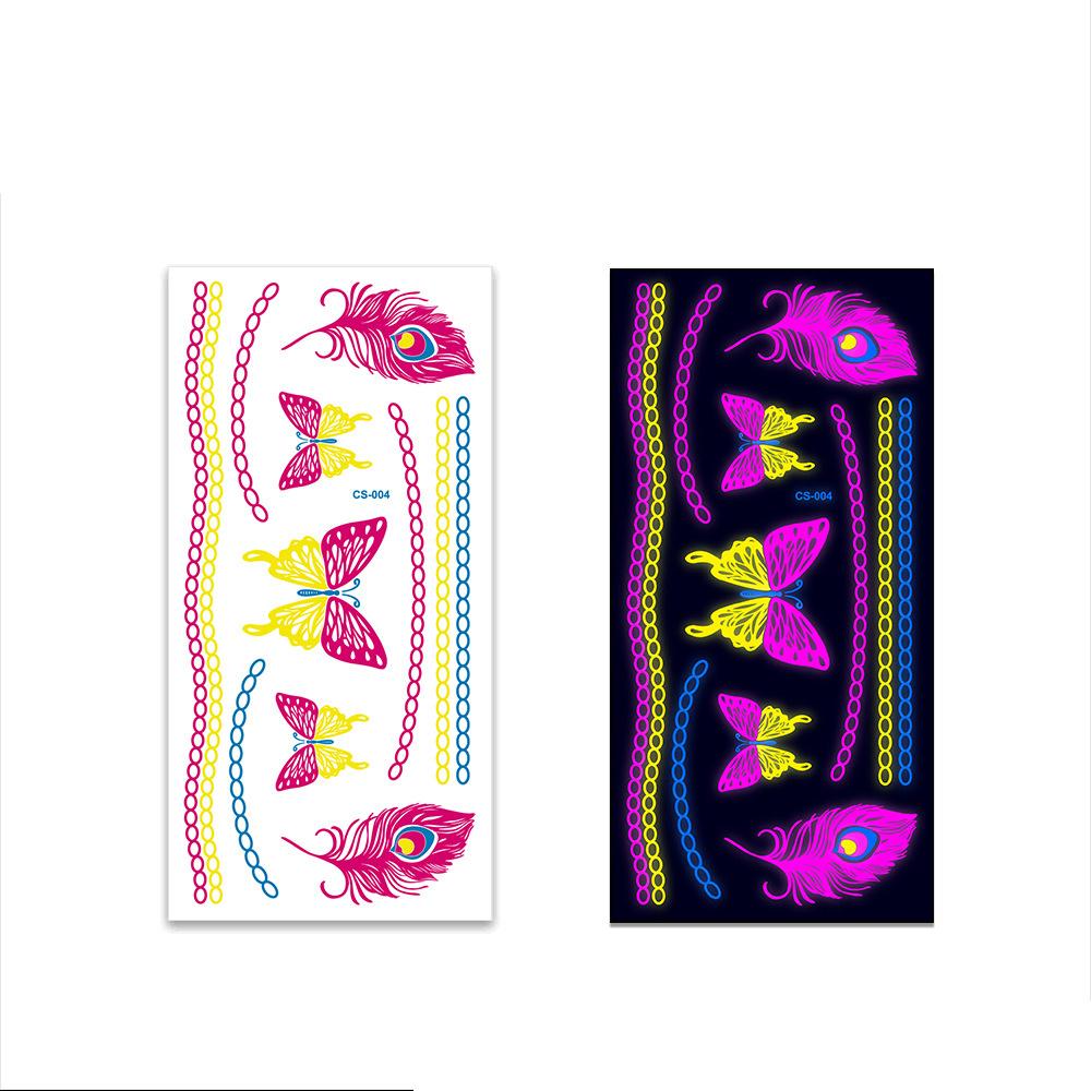 Halloween Fluorescent Stickers Funny Arm Ghost Face Waterproof Tattoo Stickers Women Men Party Supplies Masquerade Cosplay Props