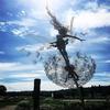 Flower Fairy Dancing with Dandelion Garden Art Sculpture Stainless Steel Statue Decoration for Outdoor Yard Courtyard Lawn Patio Metal Ornaments