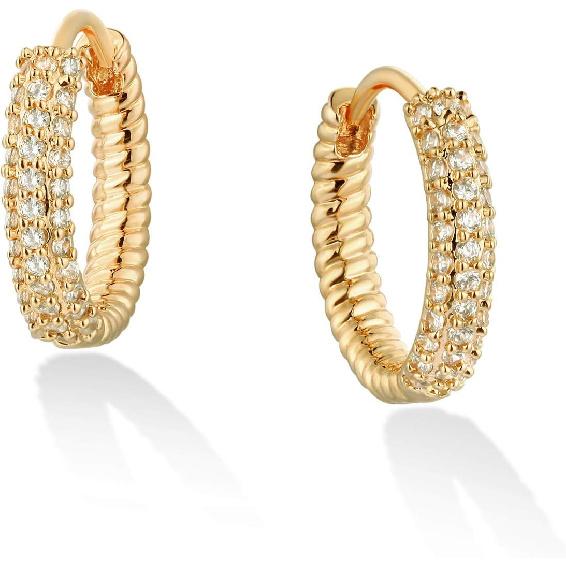 Cubic Zirconia Huggie Earrings 14k Gold Plated Tiny Earrings Small Huggie Hoop Earrings Simple Lightweight Hoops Gift for Women