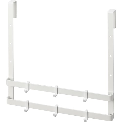 Yamazaki Sink Door Hooks, 2-Tier, White, Approx. W30 x D7 x H27cm (When Hooks are Used), Plate, Height Adjustable, 3078, for Inside Door Storage