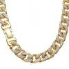 14mm Mens Iced Out Chain Necklace Hip Hop Gold Tone CZ Miami Cuban Link Chain Choker Necklace 18-28inchs