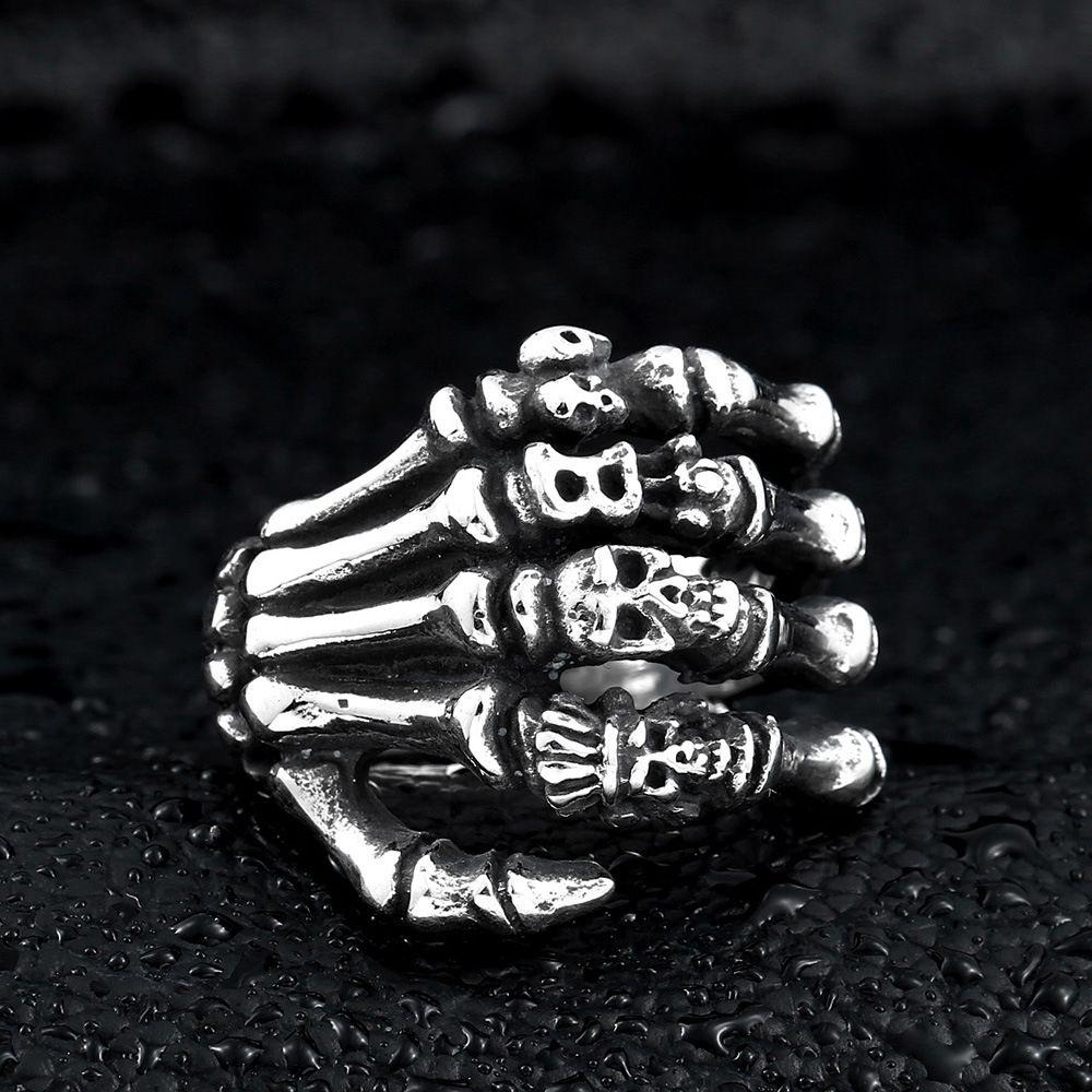 Vintage Hand Bone Hip Hop Skull Rings Gothic Punk Rings