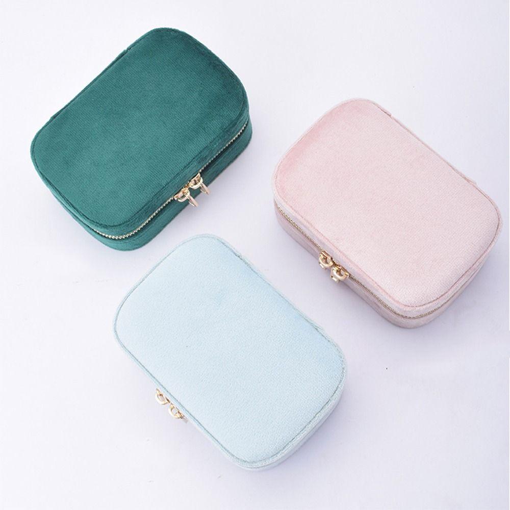 Zipper Closure Jewelery Storage Case Square Travel Jewelry Case Rings Storage Case