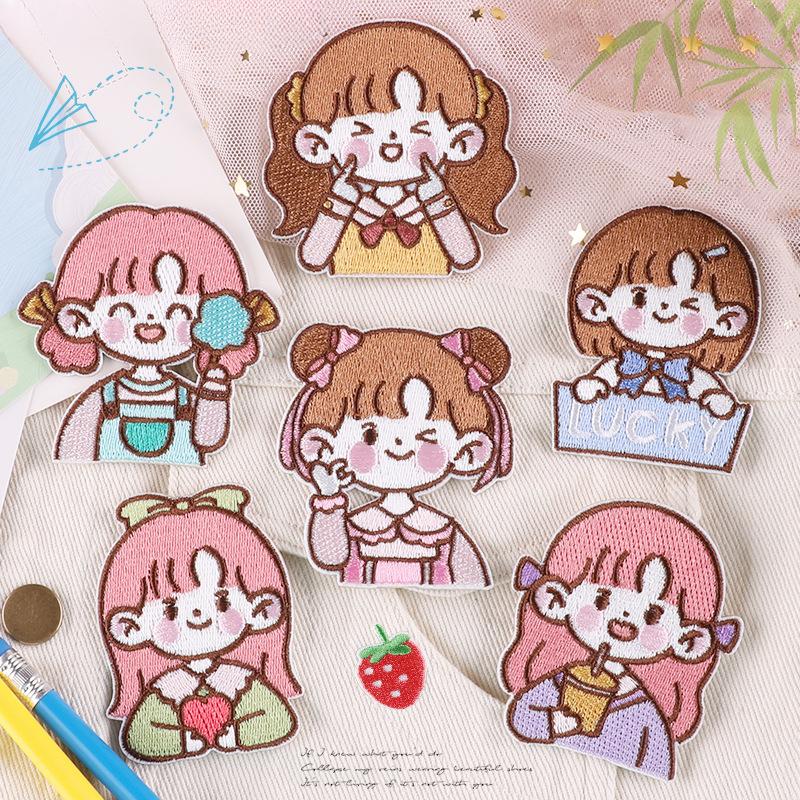 Вышитая этикетка с изображением персонажа из мультфильма принцессы, этикетка с изображением одежды, аксессуаров, украшений, аксессуаров для самостоятельной сборки, ручная работа, тканевая наклейка