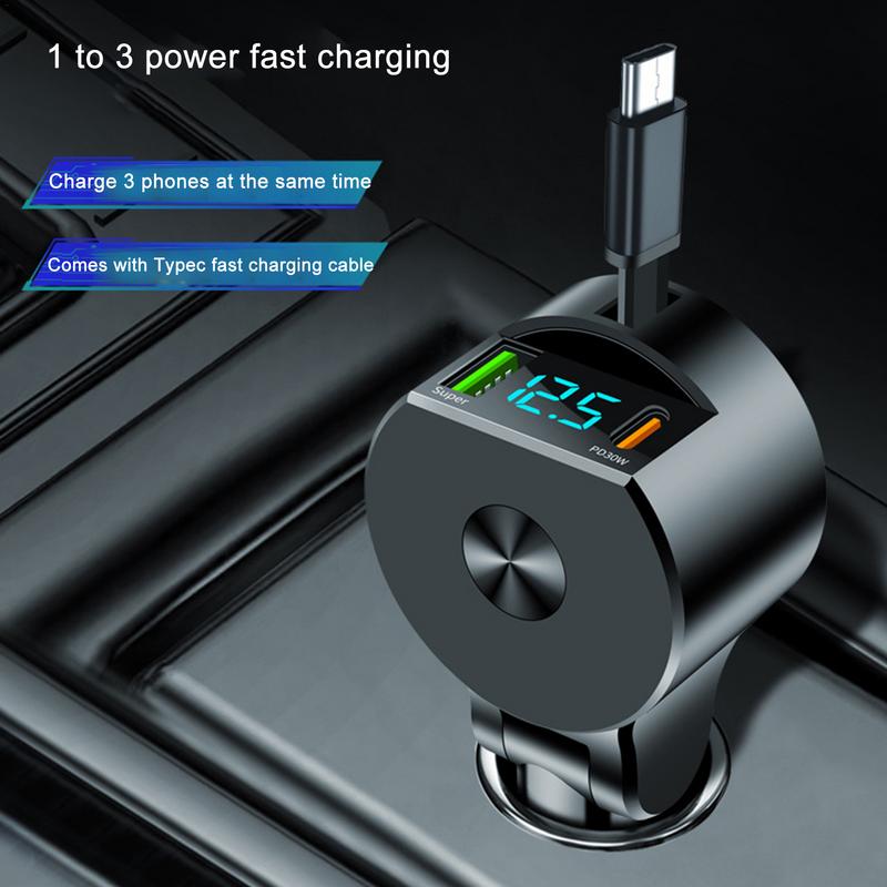 Car Charger Adapter USB Mobile Phone Charger Adapter For Auto LED Intelligent Digital Display Small Car Adapter For SUVs Trucks