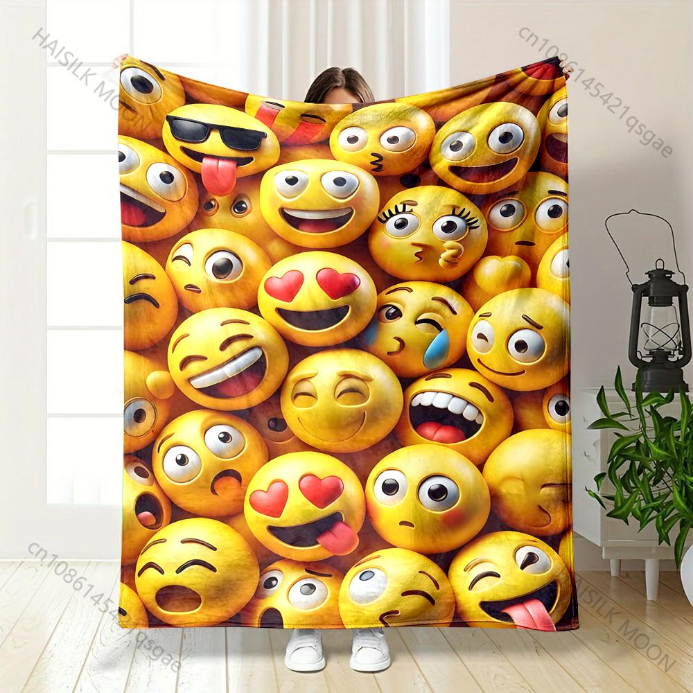 Multiple sizes Many yellow emojis gathered Print Blanket Warm Soft Suitable for All Seasons for Home Sofa Travel Camping Picnics