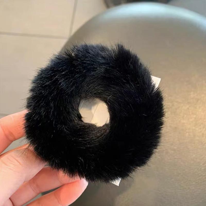 Girls Mink Fur Ponytail Holder Elastic Plush Hair Ring Faux Rabbit Fur Scrunchies Hair Rope Elastic