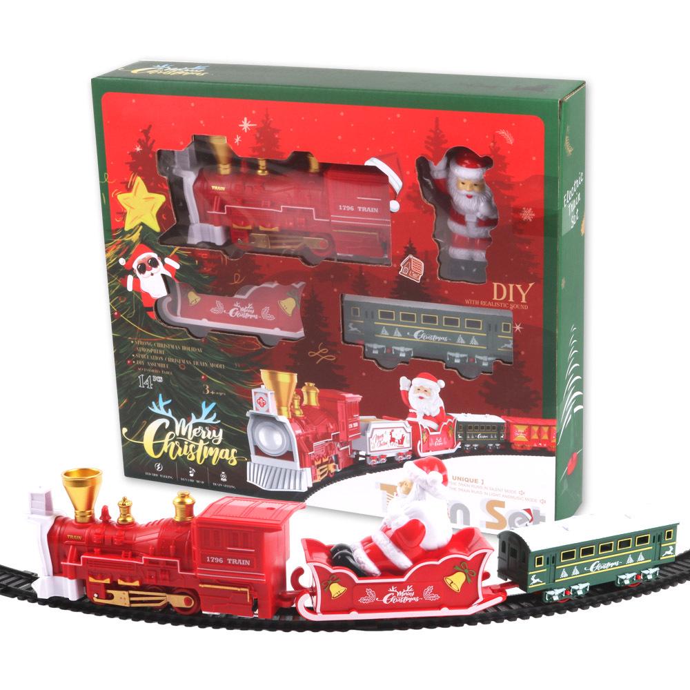 Мини Электрический Игрушечный Поезд на Рельсах для Детей - Рождественское Издание