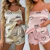 Women Summer Pajama Set Camisole Top and Shorts Casual Loungewear