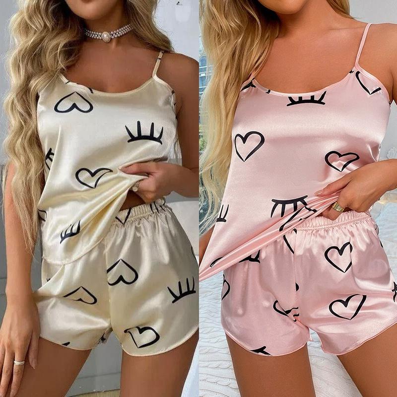 Women Summer Pajama Set Camisole Top and Shorts Casual Loungewear
