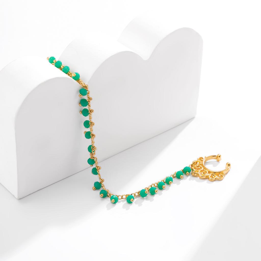 ZS Double Nose Piercing Chain Nose Chain for Nostril Piercing Nose Stud Decoration Earring Piercing Chain Women