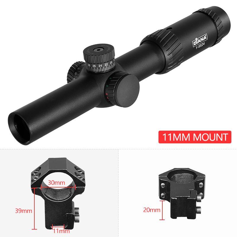 Diana Охотничий тактический оптический прицел 1-5X24 AOE с красным и зеленым светящимся крестообразным прицелом для охоты