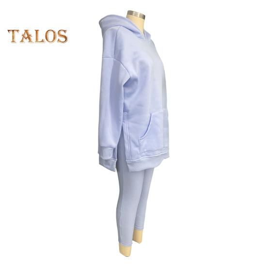 Комплект из 2 предметов: топ и брюки, длинный рукав, капюшон, разрез, толстовка с капюшоном, эластичная талия, облегающие брюки, спортивный костюм для фитнеса, повседневная домашняя одежда для школы