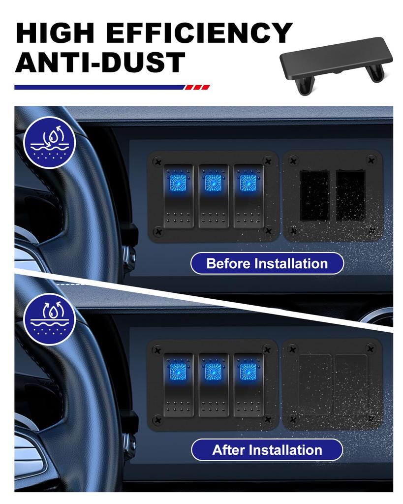 AutoEC Rocker Switch Panel Cover, Car Toggle Switch Hole Filler, 6 Hole Rocker Panel Cover Brackets