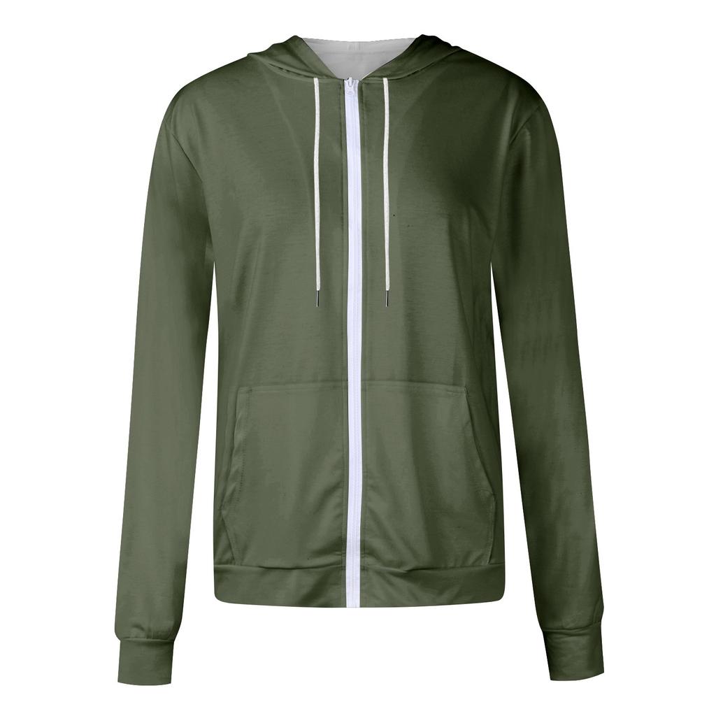 Женские повседневные модные однотонные пуловеры с длинными рукавами, толстовки на молнии, пальто