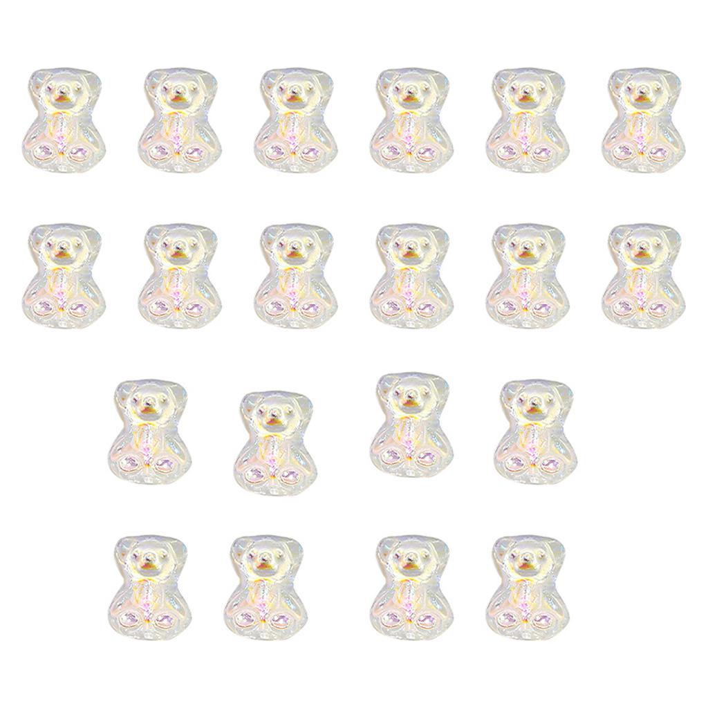 20 шт. милые украшения для ногтей в виде медведя, смоляные кристаллы, стразы «Аврора», красочные подвески для ногтей, аксессуары для поделок