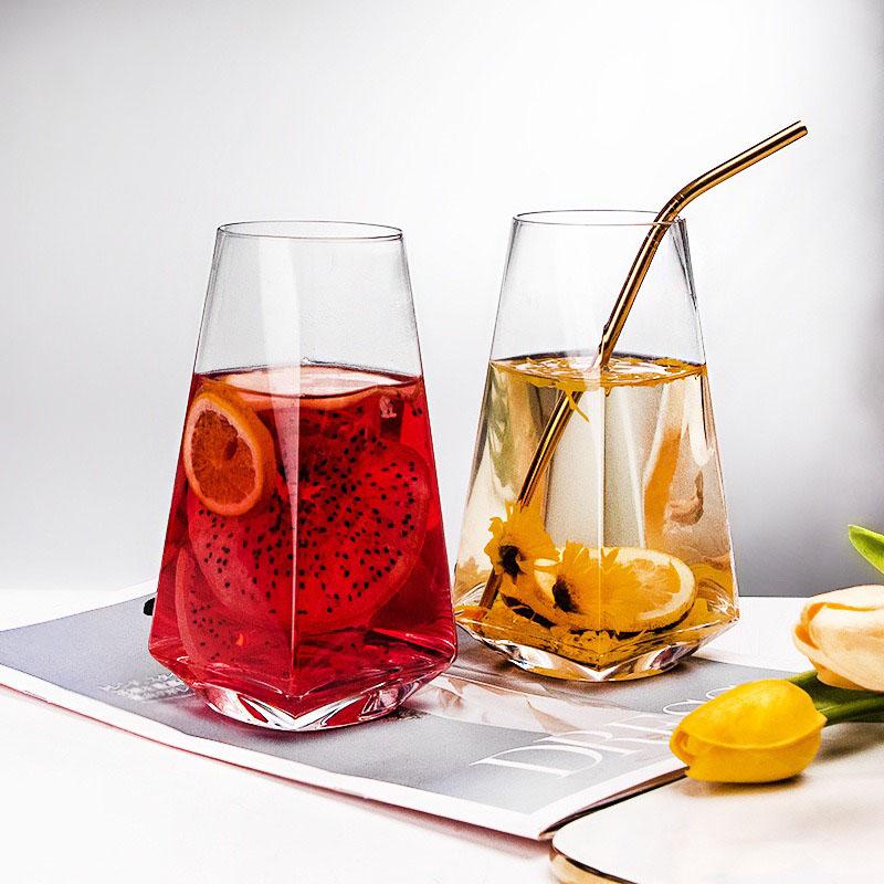 1 шт., 505 мл, акриловый стакан, многоразовая стеклянная посуда, стеклянная чашка ромбовидной формы, взрывозащищенная чашка из боросиликатного стекла, посуда для напитков