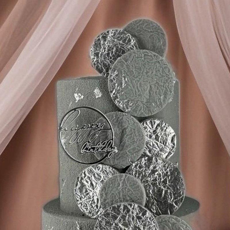 Круглый прямоугольный боковой акриловый золотой Топпер для торта «С Днем Рождения», инструменты для украшения выпечки, украшения для торта, товары для вечеринок