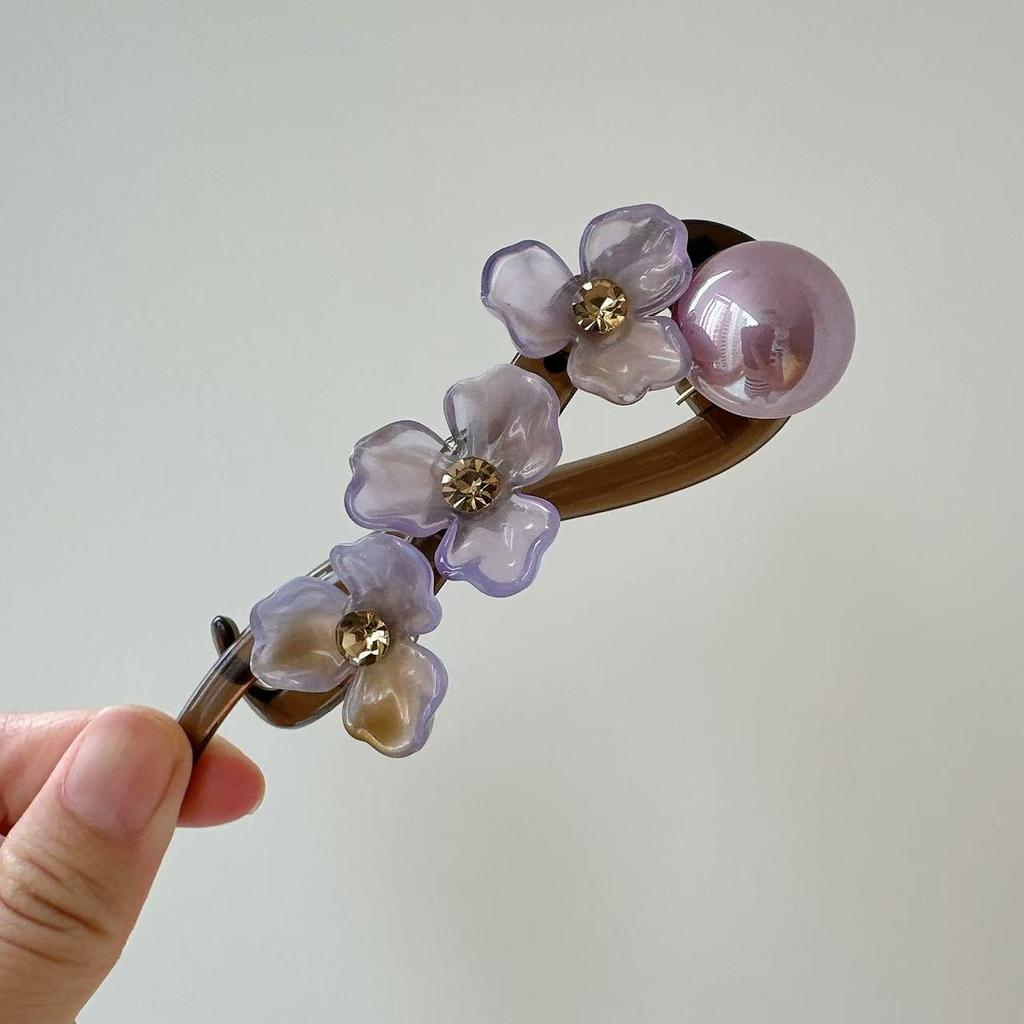 Элегантная заколка для волос с цветком для женщин и девушек, простая однотонная пластиковая заколка-твистер на одно слово, заколка-акула, аксессуары для головных уборов