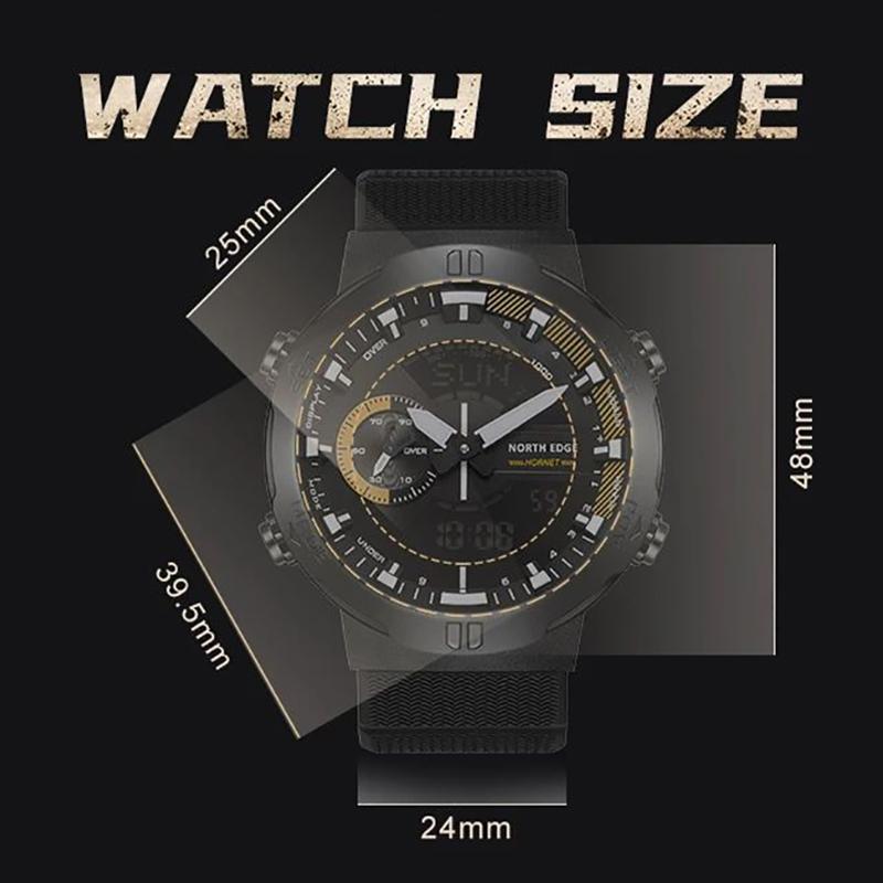 NORTH EDGE Мужские цифровые часы HORNET, спортивные часы для бега, велоспорта, водонепроницаемые, 50 м, с подсветкой мирового времени, наручные часы