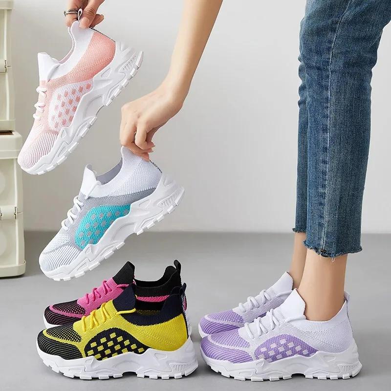 Модные летние дышащие кроссовки Универсальные новые сетчатые дышащие женские туфли Мягкая подошва Повседневная обувь Женские кроссовки Zapatos De Mujer