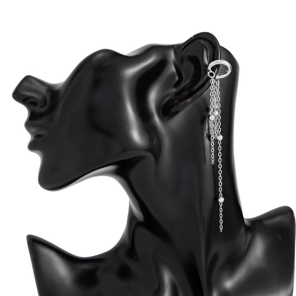 Серьги-клипсы с имитацией жемчуга, длинная цепочка с кисточкой, кафф, клипса для ушей, для женщин