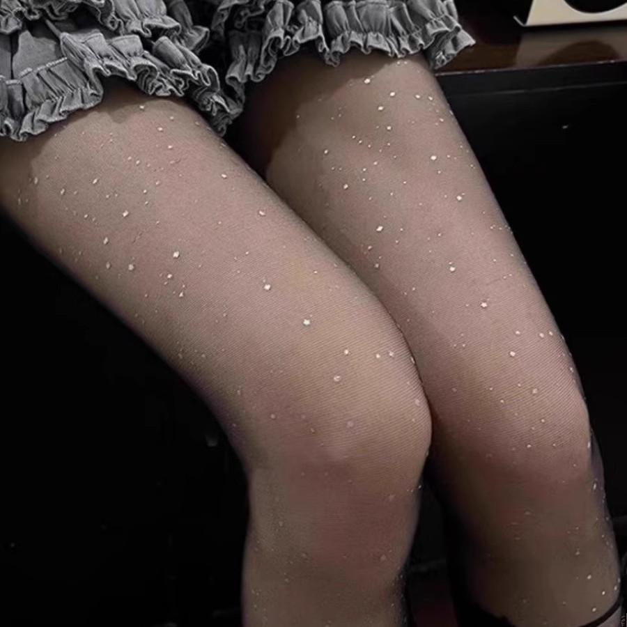 Ночной клуб Блестящие колготки Леггинсы Сверкающий Белый Шелк Стройнящие JK Детки Телесный Блестки Блеск