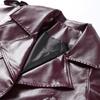 Уличная короткая куртка из кожи бордового цвета с красными карманами и лацканами для женщин, куртка с длинным рукавом, осенняя свободная верхняя одежда для женщин