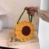 New Fashion Sunflower Pattern Women's Mini Knitted Handbag Female Woven Shopper Purse Lovely Design Chain Shoulder Crossbody Bag