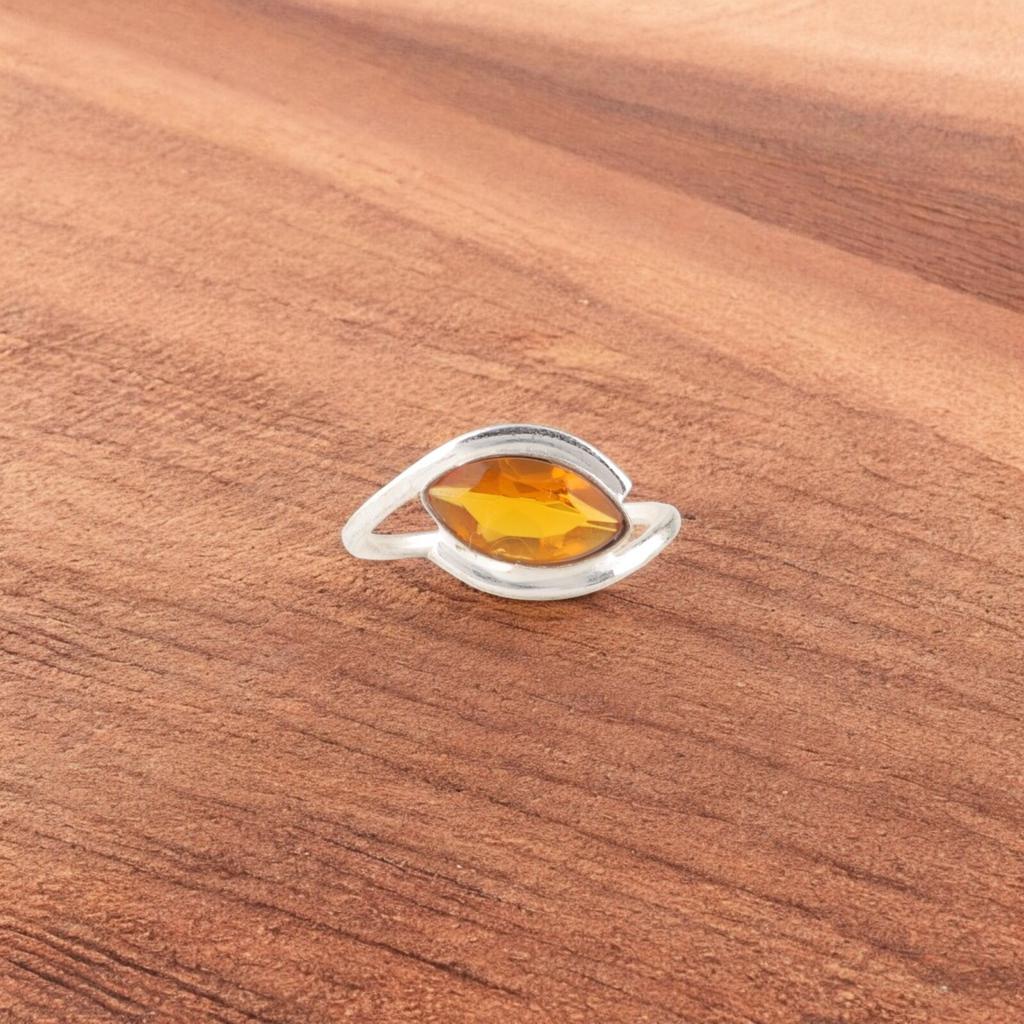 Yellow Citrine Gemstone Ring 925 Sterling Silver Handmade Jewelry Wedding Ring RR-60-13