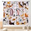 Cat Curta, Cartoon Cute Lovely Kitten Kawaii Cat Pets Funny Animals Gray Blackout Window Drapery Treatments For Living Room