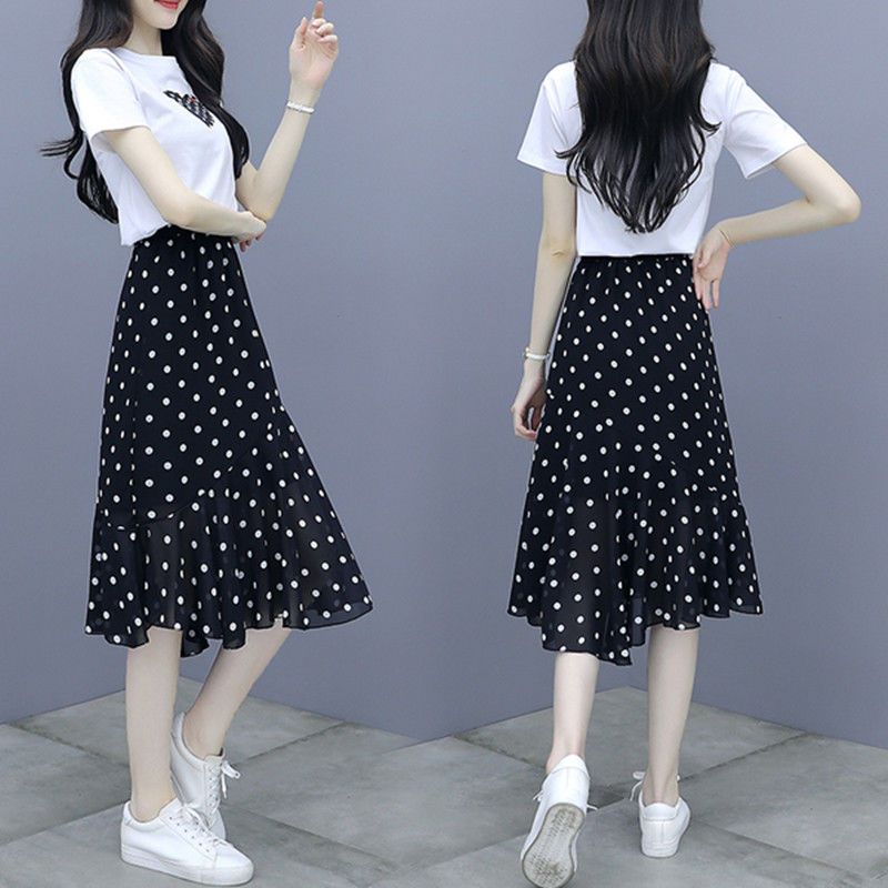 Женская шифоновая юбка Super Fairy French Style Small Fresh Daisy Floral Gentle Polka Ton юбка средней длины