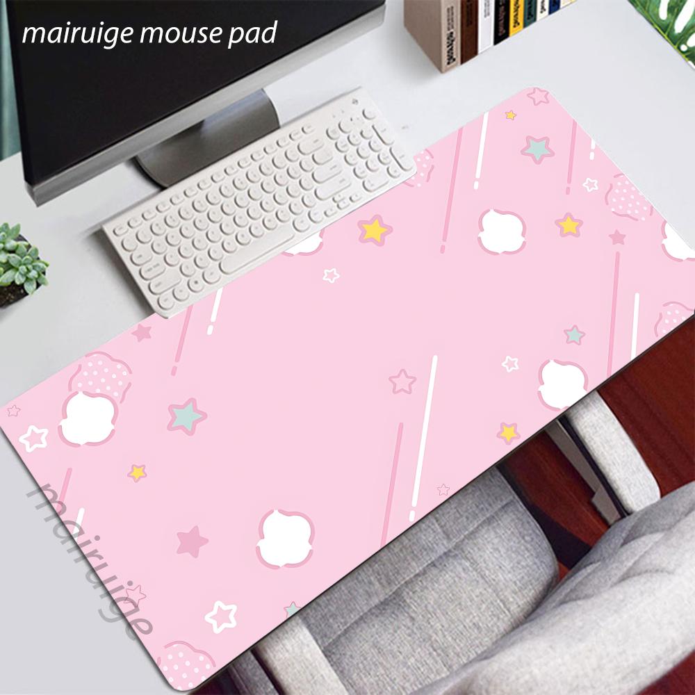 Kawaii Cute Cartoon Cat Mouse Pad Large Computer Office Game Table Mat Rubber Anti-slip Stitched Keyboard Mats 90x40 Desk Pads