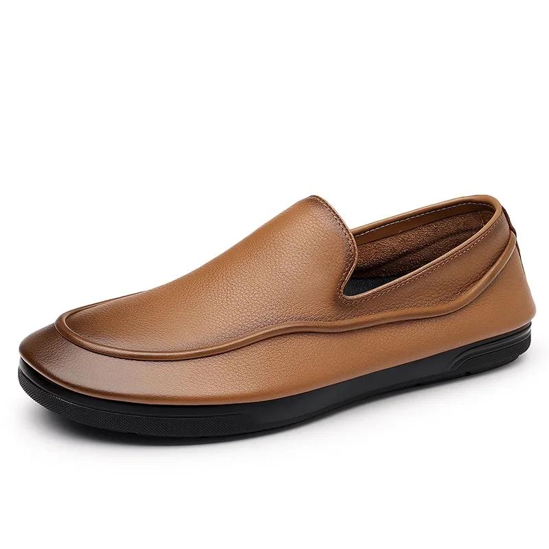 Fashion Fashion Men Flat Designer Minimalist Shoe Genuine Leather Business Dress Loafers Summer Slip On Ultra-light Driving Walking Shoe